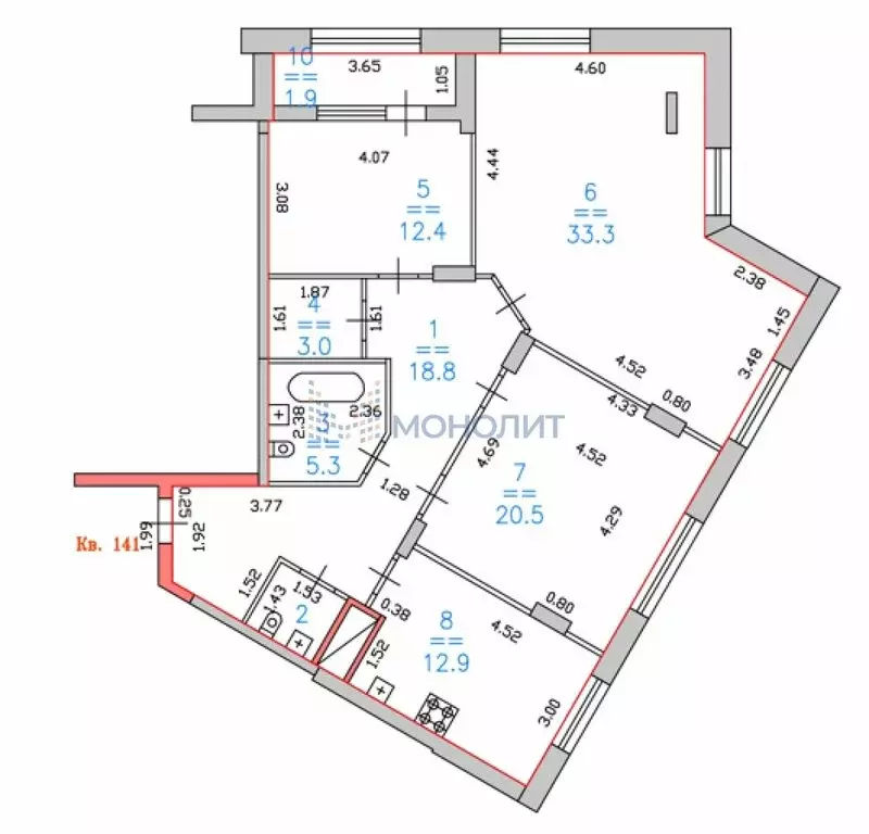 3-комнатная квартира: Нижний Новгород, улица Владимира Высоцкого, 1 ... - Фото 0