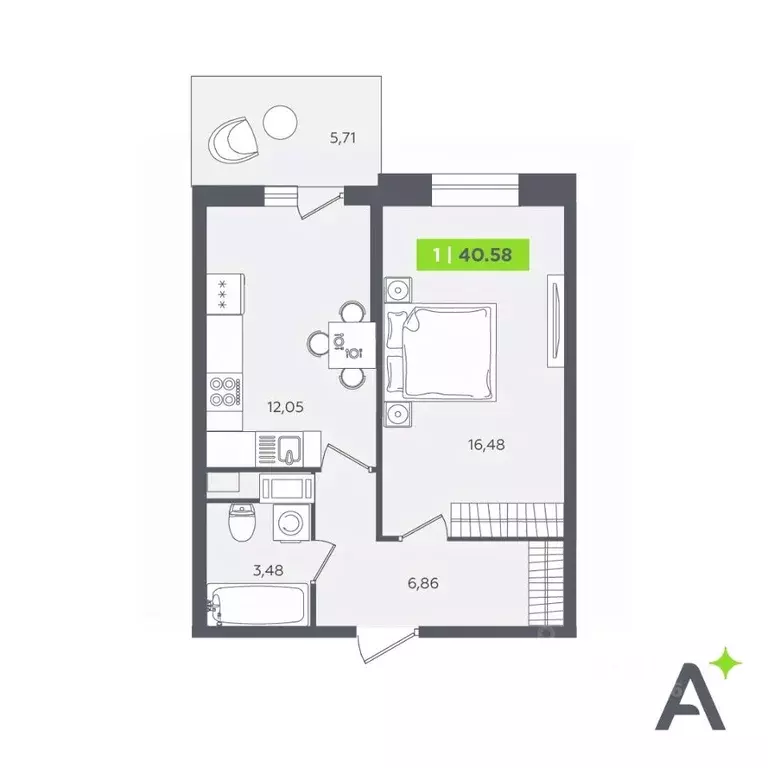 1-к кв. Ленинградская область, Кудрово г. Всеволожский район, ... - Фото 1