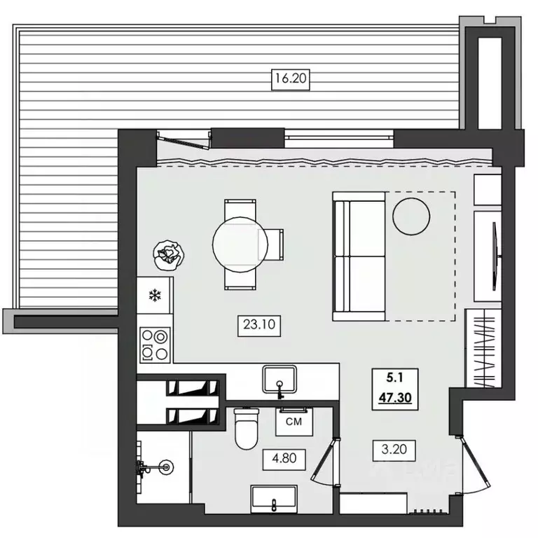 1-к кв. Крым, Алушта ул. Сергеева-Ценского, 4В (47.3 м) - Фото 1