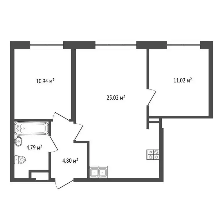 2-комнатная квартира: Тюмень, улица Фармана Салманова, 17 (55.7 м) - Фото 1