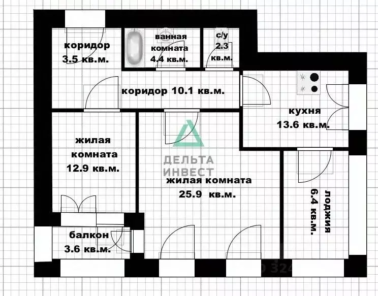 2-к кв. Башкортостан, Уфа ул. Авроры, 5/10 (82.7 м) - Фото 2