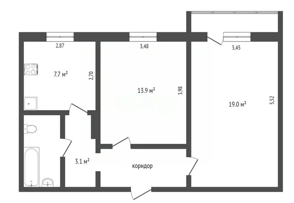 2-к кв. Омская область, Омск Волгоградская ул., 42 (52.7 м) - Фото 1