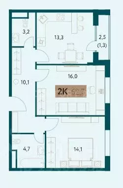 2-к кв. Москва Винницкая ул., 8к4 (62.7 м) - Фото 1