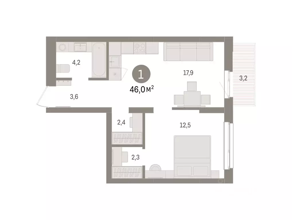 1-к кв. Челябинская область, Сосновский муниципальный округ, пос. ... - Фото 2