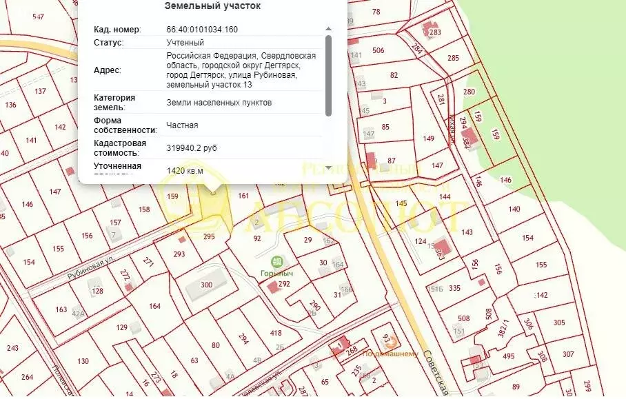 Участок в Дегтярск, Рубиновая улица (14.2 м) - Фото 1
