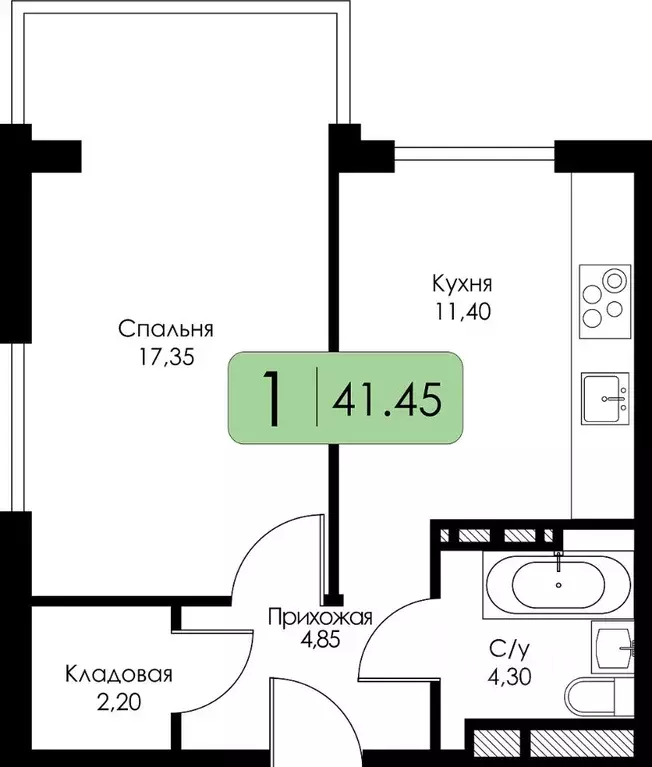 1-к кв. Смоленская область, Смоленск Среда жилой комплекс (41.45 м) - Фото 0