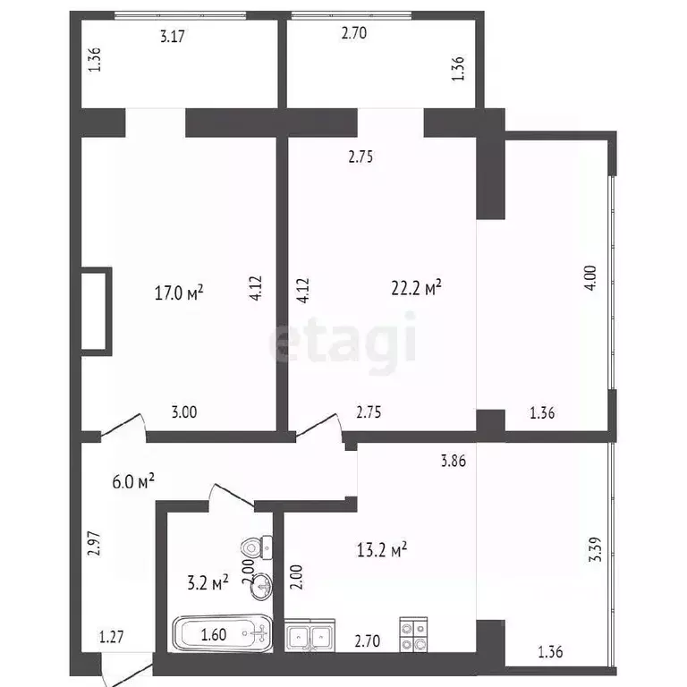 2-к кв. Севастополь просп. Генерала Острякова, 13А (61.6 м) - Фото 1