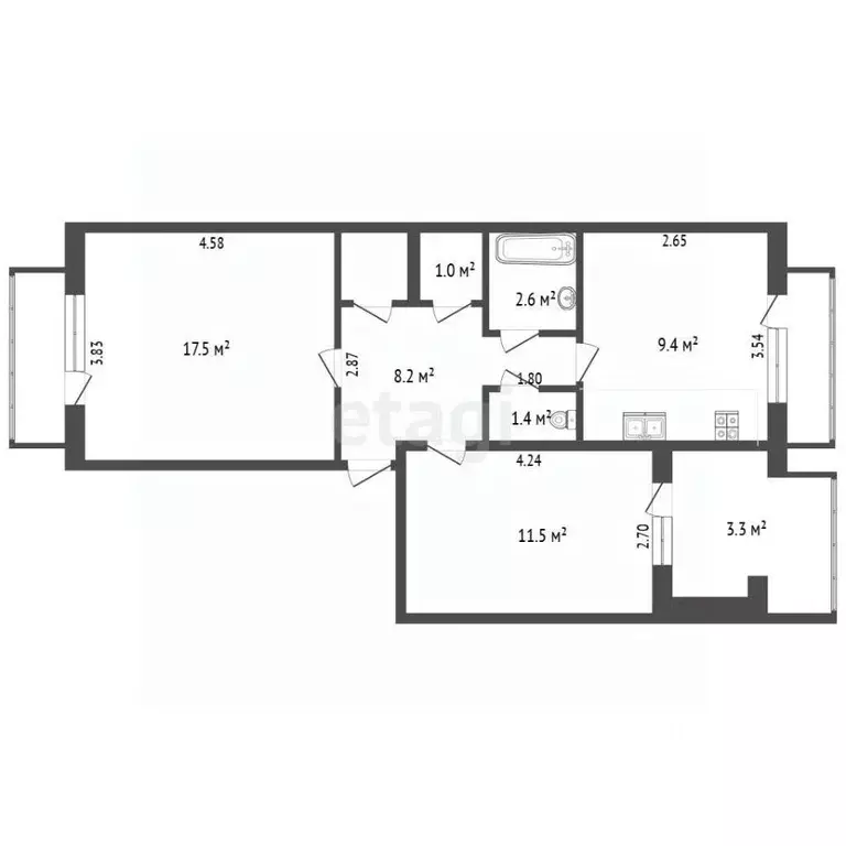 2-к кв. Крым, Судак пер. Серный, 5 (52.4 м) - Фото 2