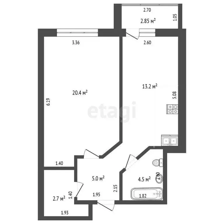 1-комнатная квартира: Тюмень, улица Червишевский Тракт, 58 (44.2 м) - Фото 1
