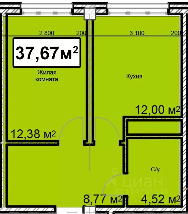 1-к кв. Ставропольский край, Ессентуки ул. Благодатная, 22к1 (37.67 м) - Фото 0
