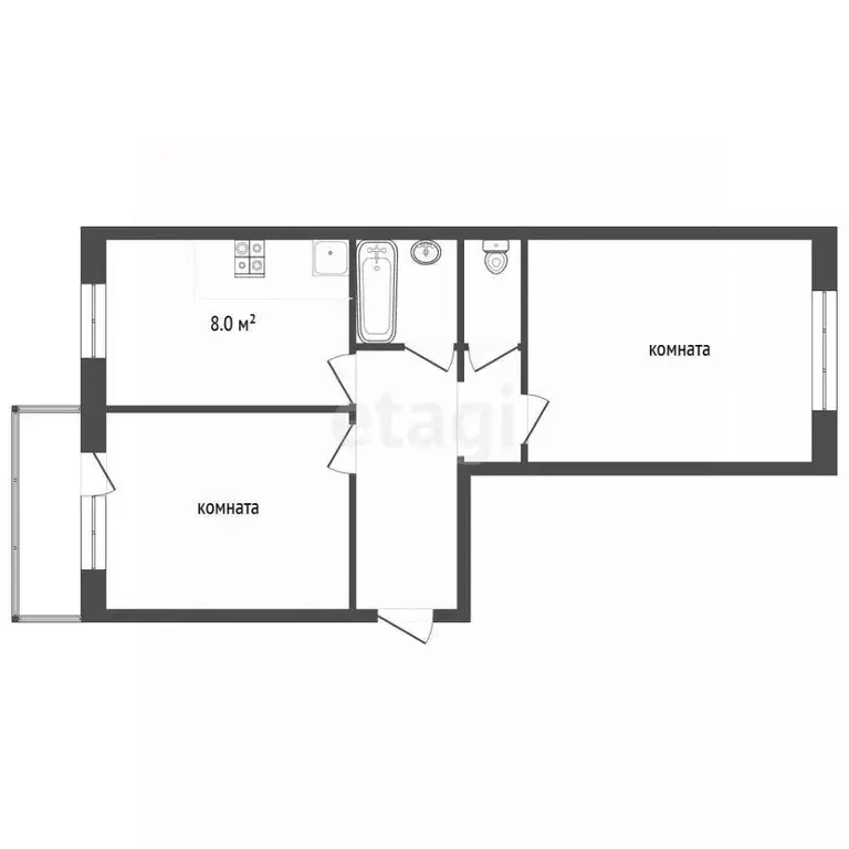 2-к кв. Вологодская область, Великий Устюг Гледенская ул., 43Г (56.0 ... - Фото 2