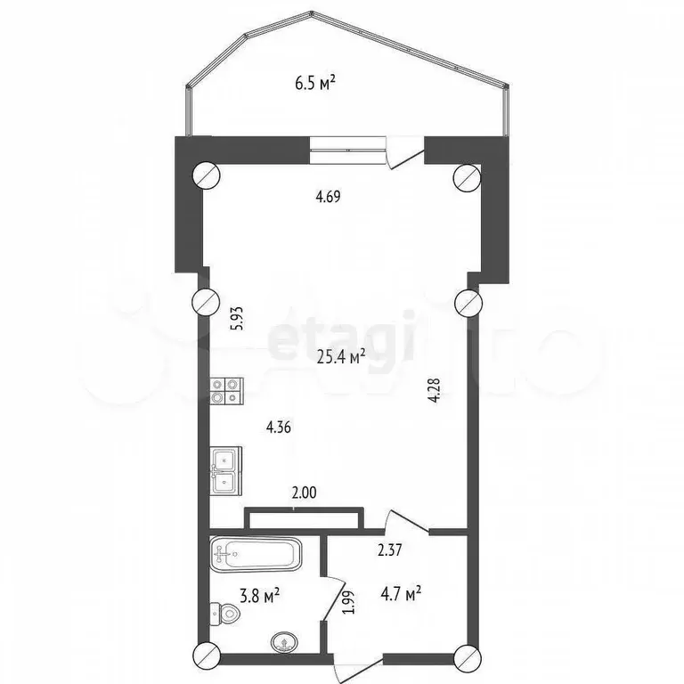 Квартира-студия, 34 м, 14/16 эт. - Фото 0