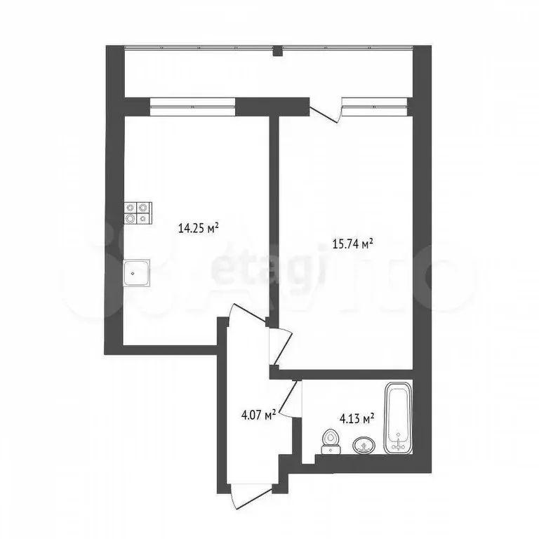 1-к. квартира, 38,6 м, 8/9 эт. - Фото 0