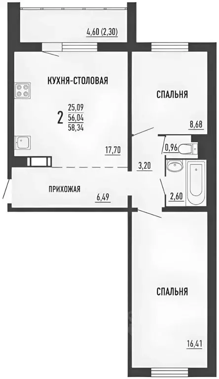 2-к кв. Челябинская область, Челябинск ул. Александра Шмакова, 39 ... - Фото 2