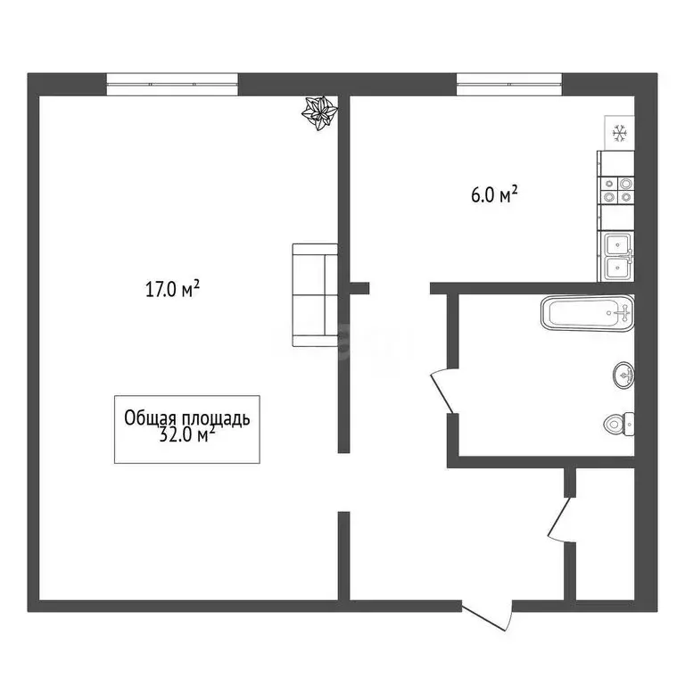 1-комнатная квартира: Новосибирск, улица Кропоткина, 269/1 (32 м) - Фото 1