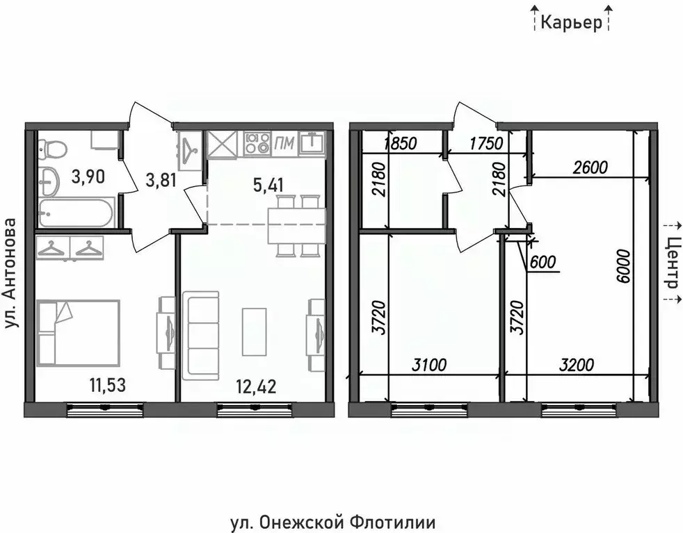 2-к кв. Карелия, Петрозаводск Флотилия жилой комплекс (37.07 м) - Фото 0