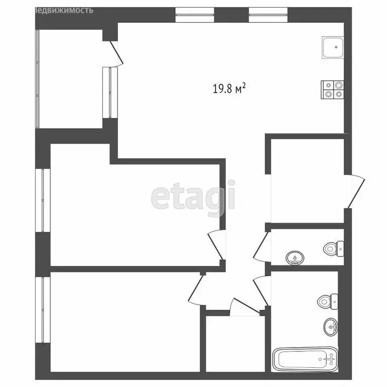 2-комнатная квартира: Тюмень, Краснооктябрьская улица, 6 (62.81 м) - Фото 0