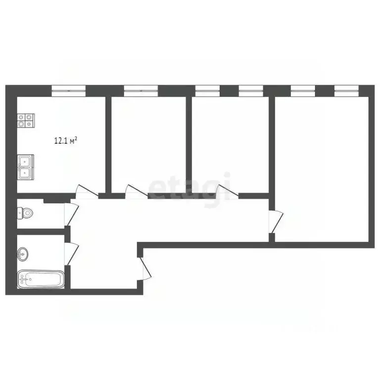 3-к кв. Ямало-Ненецкий АО, Новый Уренгой Строителей мкр, 4 (65.8 м) - Фото 1