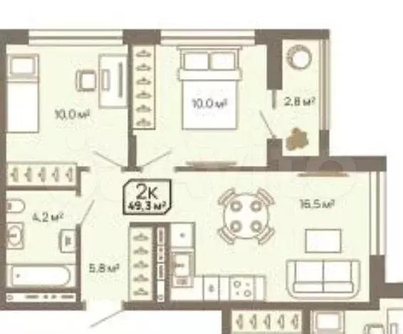 2-к. квартира, 50 м, 3/16 эт. - Фото 0