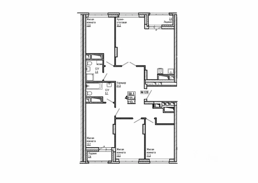 4-к кв. Нижегородская область, Дзержинск 56-й кв-л,  (113.7 м) - Фото 1