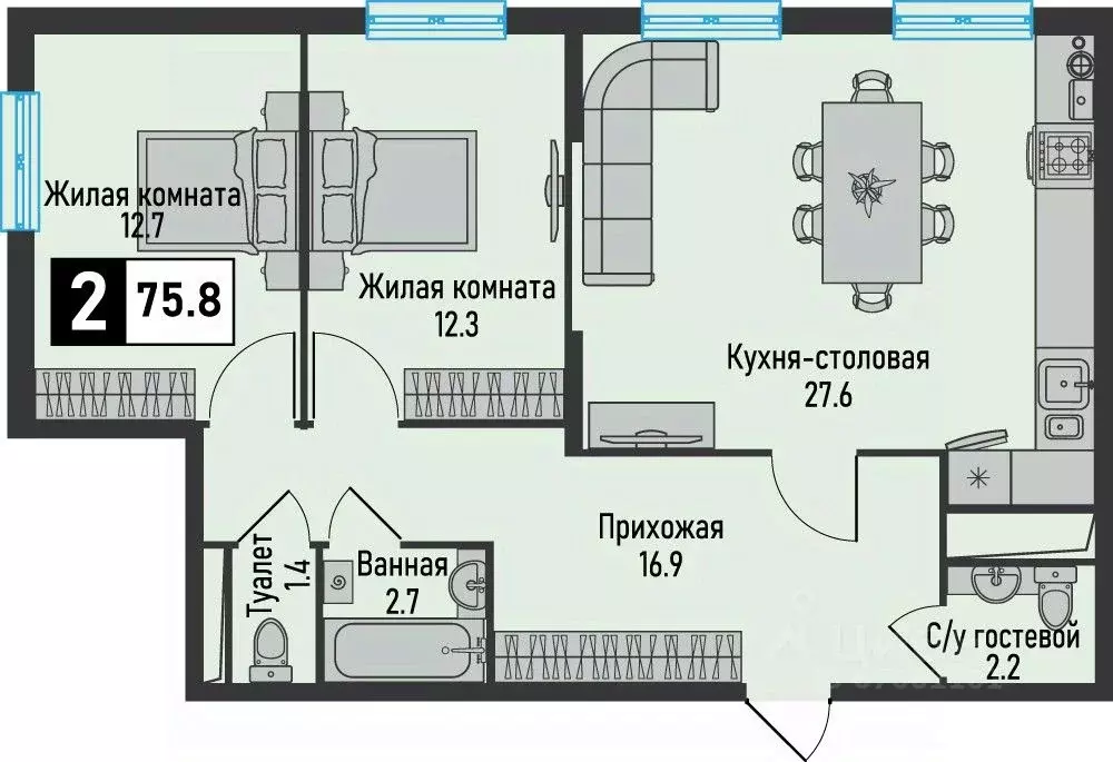 2-к кв. Ставропольский край, Железноводск городской округ, пос. ... - Фото 0