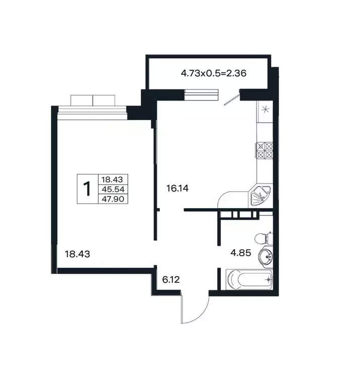 1-к кв. Краснодарский край, Краснодар ул. Шоссе Нефтяников, 26 (47.9 ... - Фото 0