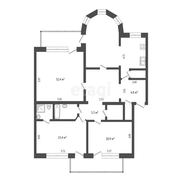 4-комнатная квартира: Тюмень, улица Пржевальского, 41 (148.6 м) - Фото 0