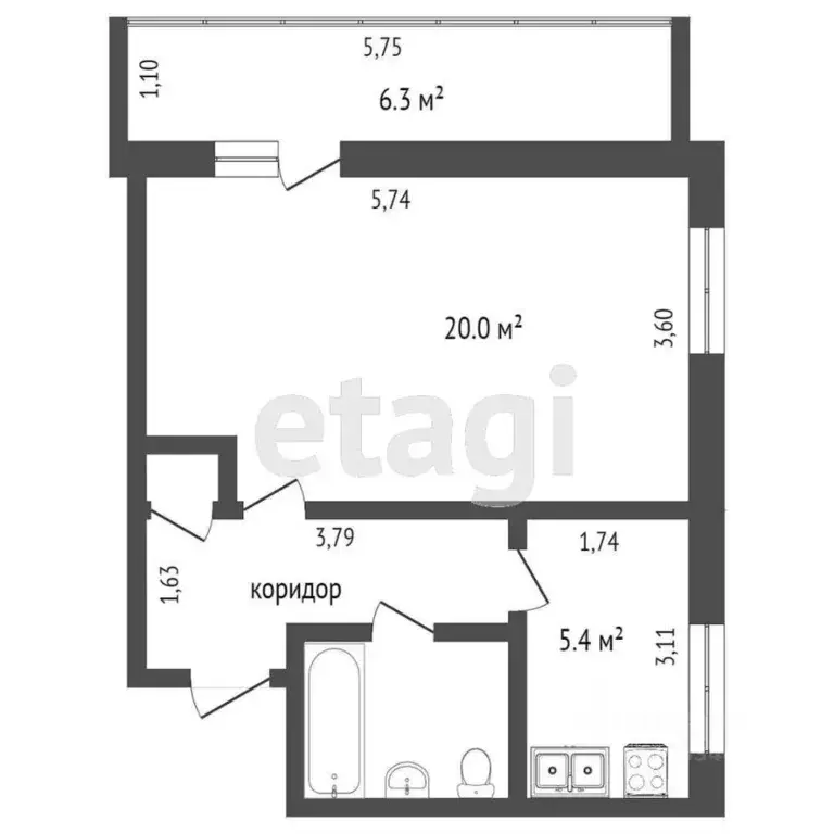 1-к кв. Тюменская область, Тюменский муниципальный округ, пос. ... - Фото 2