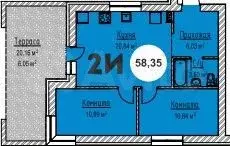 2-к. квартира, 58,4 м, 1/4 эт. - Фото 1