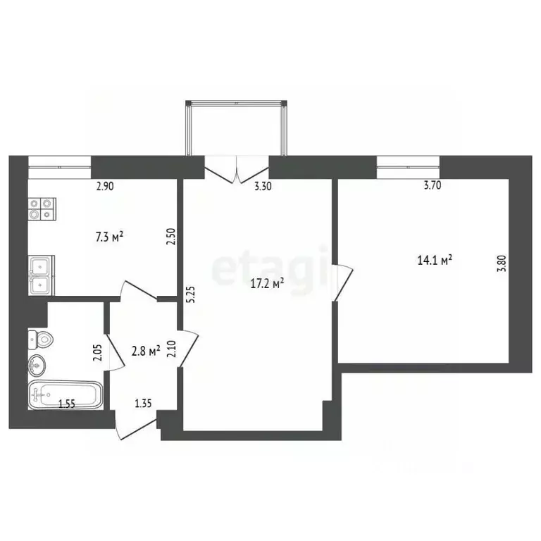 2-к кв. Тюменская область, Тюмень ул. Мира, 35 (44.0 м) - Фото 2