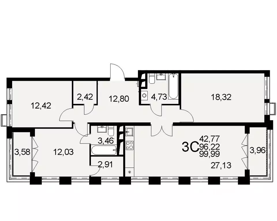3-к кв. Тульская область, Тула Путейская ул., 11 (96.22 м) - Фото 0