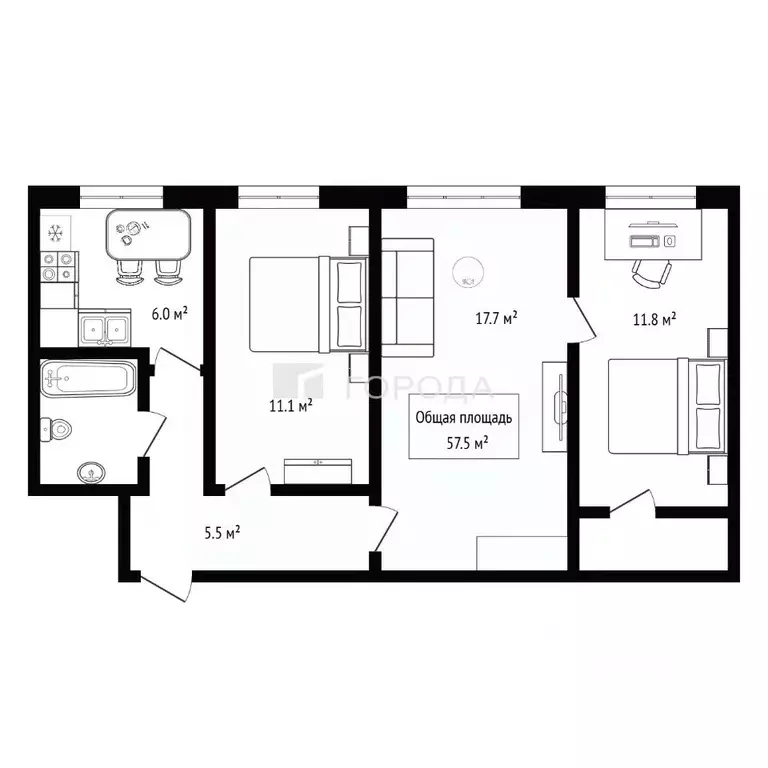 3-к кв. Новосибирская область, Новосибирск ул. Демьяна Бедного, 64 ... - Фото 1