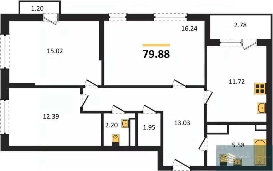 3-к кв. Воронежская область, Воронеж ул. Ломоносова, 116/1 (79.9 м) - Фото 0