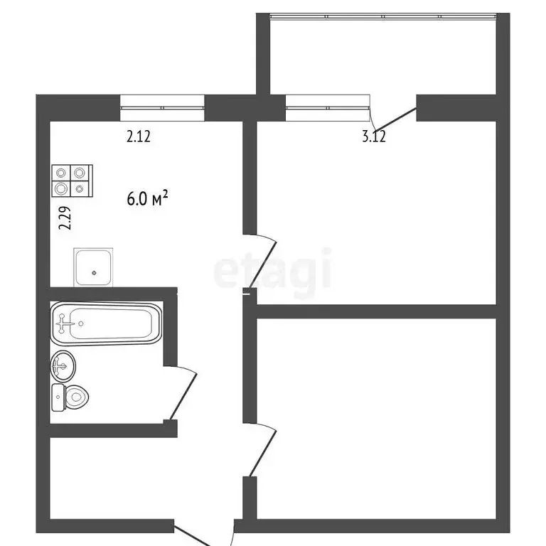 2-комнатная квартира: Тюмень, Авторемонтная улица, 17 (29.3 м) - Фото 1