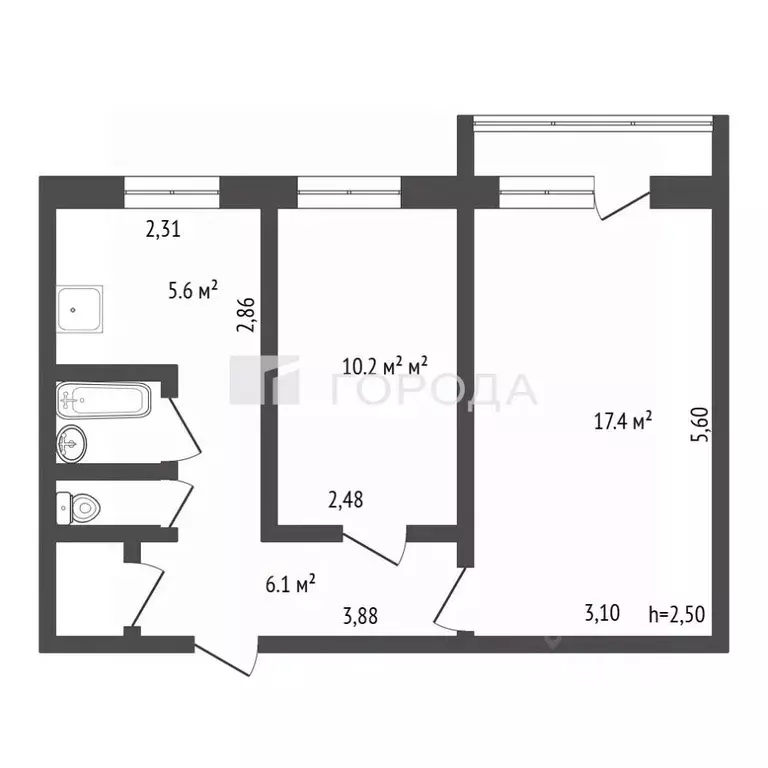 2-к кв. Алтайский край, Барнаул ул. 50 лет СССР, 35 (43.5 м) - Фото 1