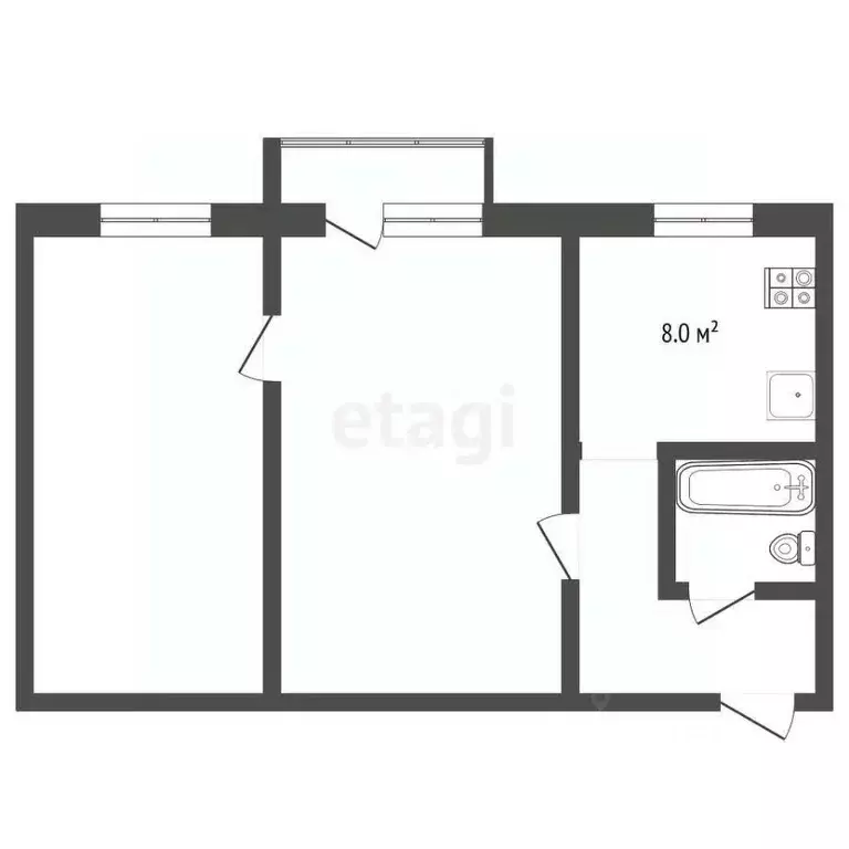 2-к кв. Нижегородская область, Выкса ул. Красные зори, 36 (48.0 м) - Фото 1