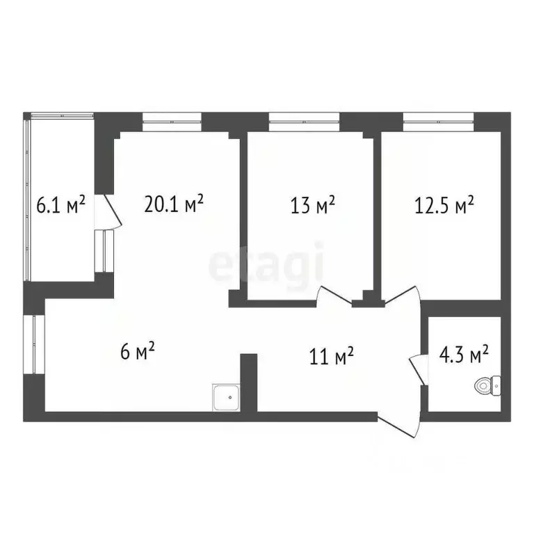 3-к кв. Красноярский край, Красноярск ул. Лесников, 37Б (66.1 м) - Фото 2