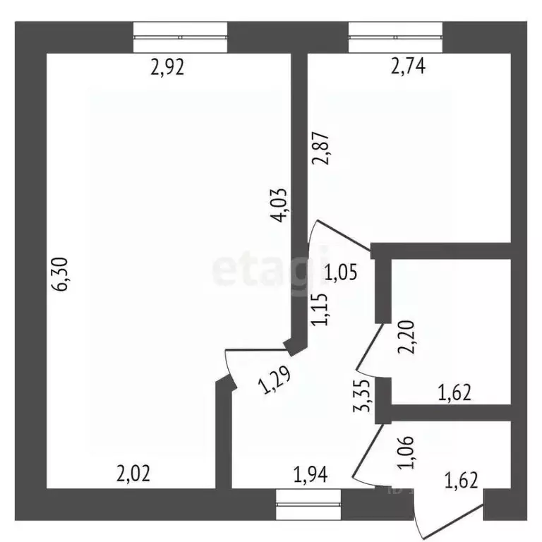 1-к кв. Брянская область, с. Жирятино ул. Садовая, 5 (35.1 м) - Фото 1