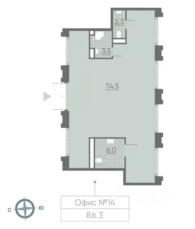 Помещение свободного назначения в Москва Вейв жилой комплекс, 3 (86 м) - Фото 1