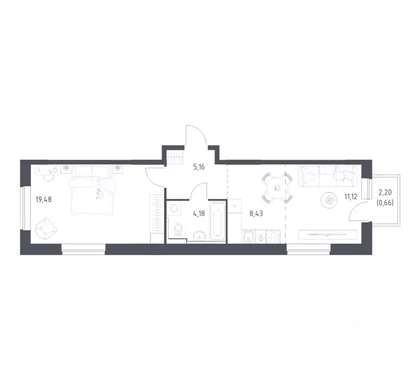1-к кв. Московская область, Ленинский городской округ, Мисайлово пгт, ... - Фото 1