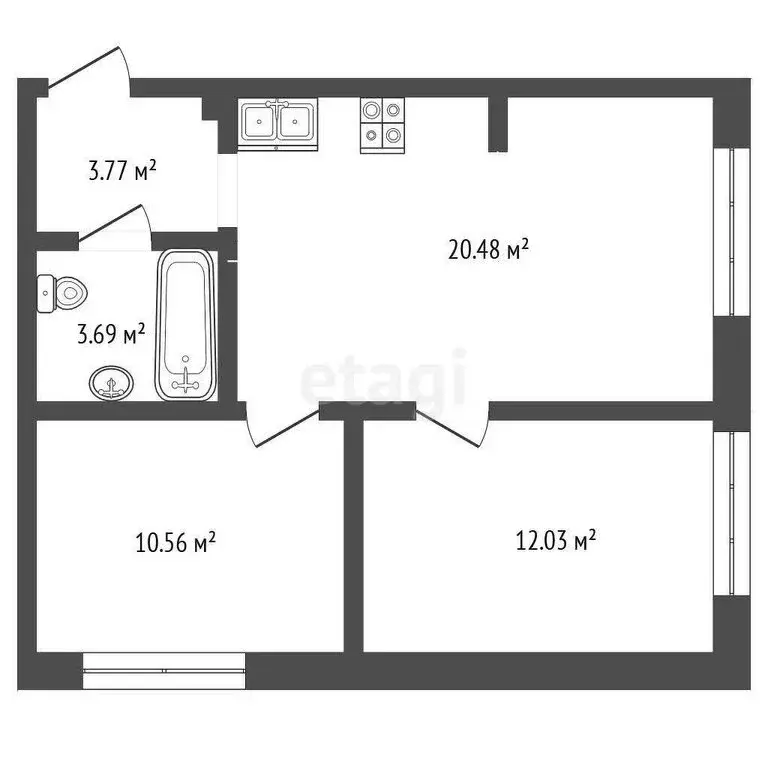 3-комнатная квартира: Белгород, Донецкая улица, 79Ак6 (51.7 м) - Фото 1