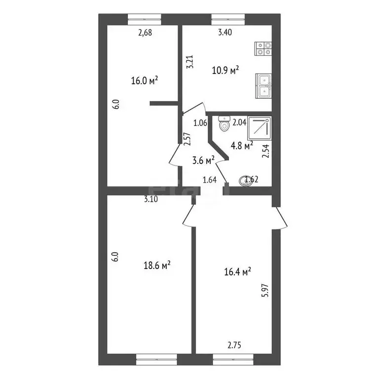 3-комнатная квартира: Новый Уренгой, Юбилейная улица, 1А (70.3 м) - Фото 1