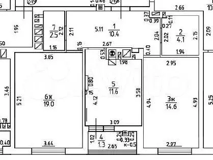 2-к. квартира, 64,8 м, 2/9 эт. - Фото 1