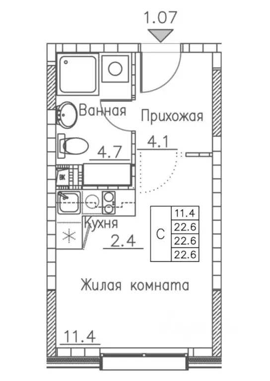 Студия Приморский край, Владивосток ул. Расула Гамзатова, 7к1 (22.6 м) - Фото 0