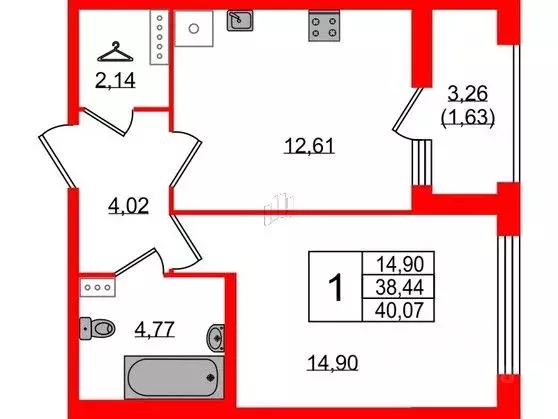 1-к кв. Санкт-Петербург Петровский просп., 22к2 (40.07 м) - Фото 0