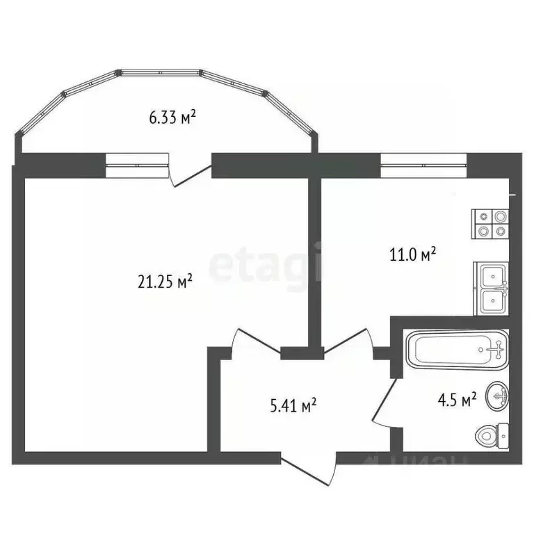 1-к кв. Белгородская область, Белгород Харьковская ул., 3 (50.1 м) - Фото 2