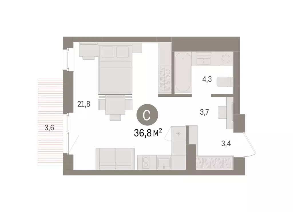 Квартира-студия: Челябинская область, Сосновский муниципальный округ, ... - Фото 2