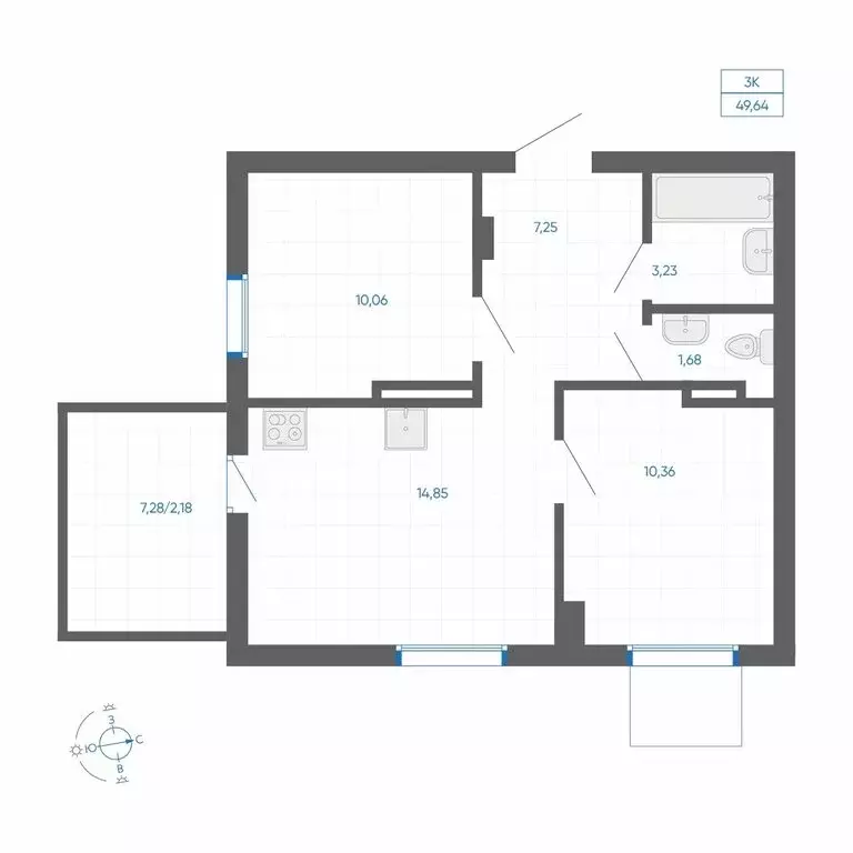 2-комнатная квартира: Челябинский городской округ, посёлок ... - Фото 1