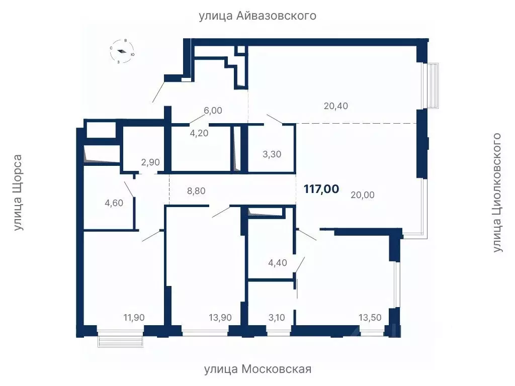 3-к кв. Свердловская область, Екатеринбург ул. Московская, 247А (117.0 ... - Фото 0