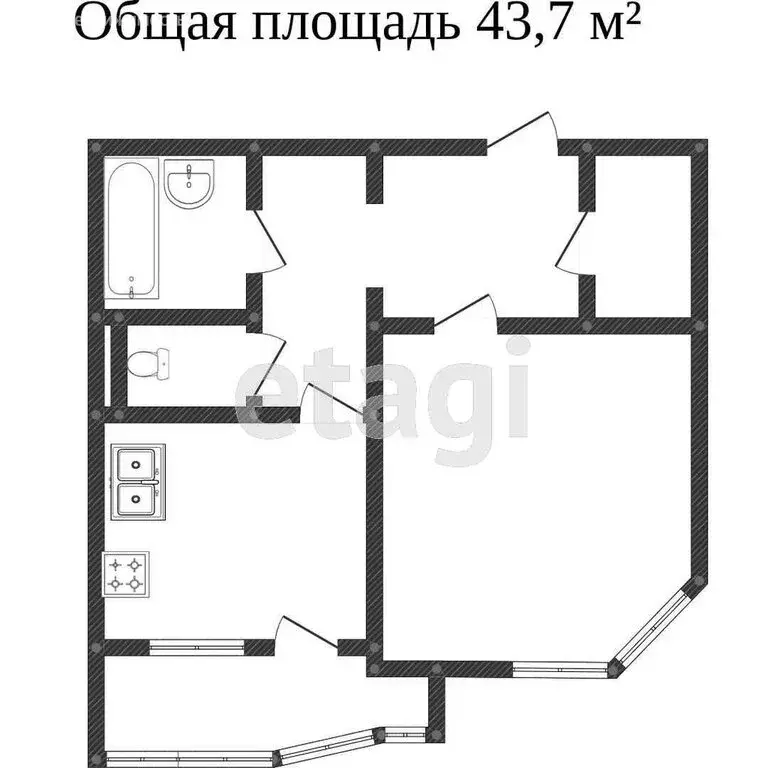 1-комнатная квартира: Калуга, улица Фомушина, 6 (43.7 м) - Фото 0